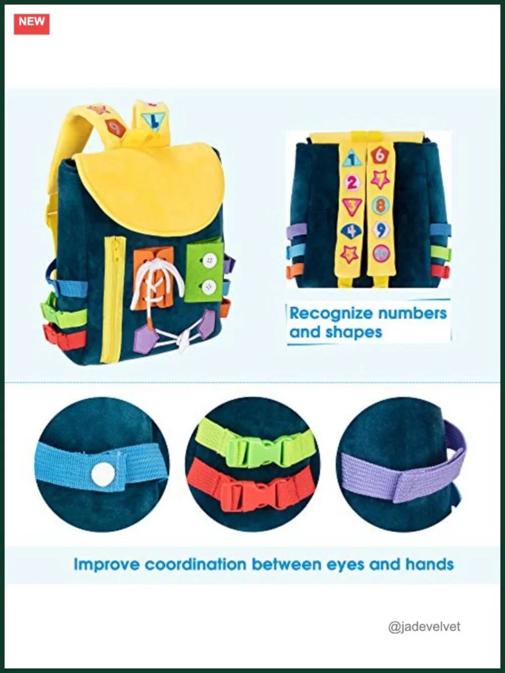 Toddler Busy Board Backpack with Buckles and Learning Activity Toys